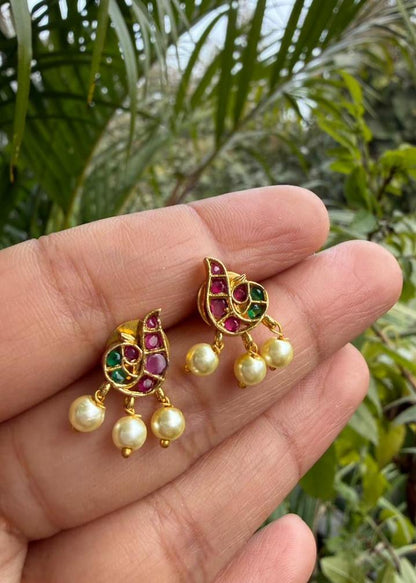 Alankaar Temple AD Necklace Set - Multi colour