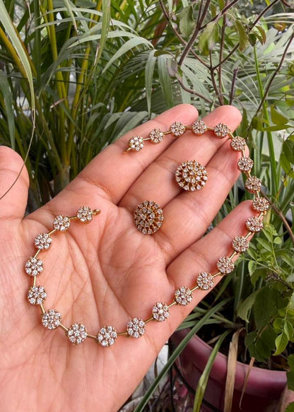 Rajashree Temple AD Necklace Set