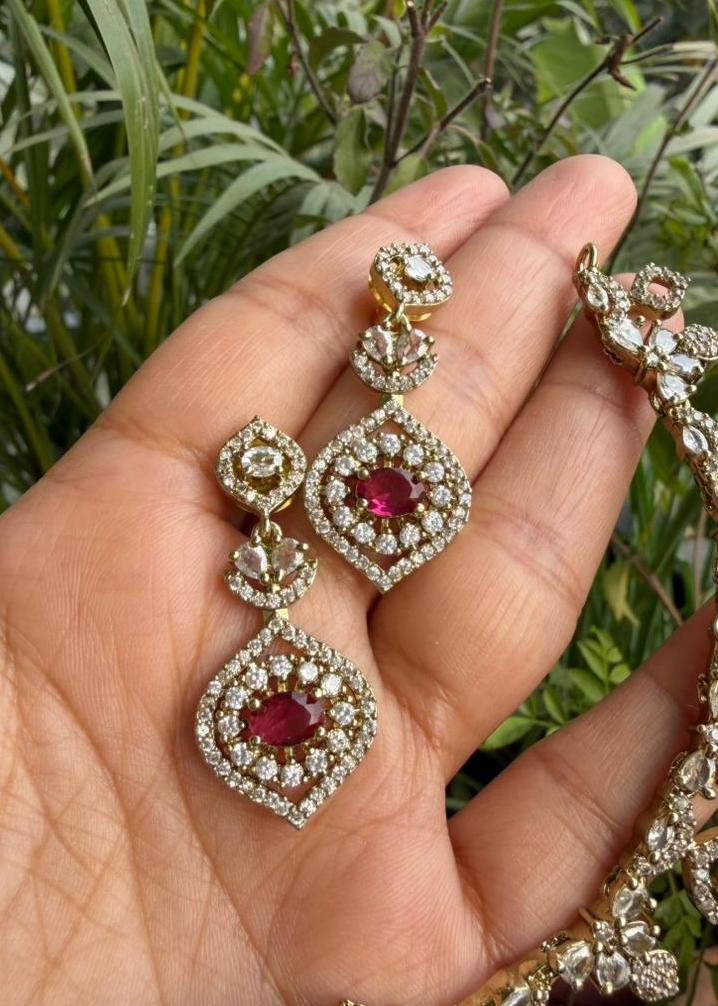 Adhishakti Temple AD Necklace Set - Ruby