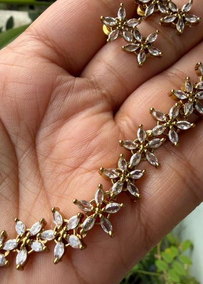 Anandita AD Necklace Set - White/Clear