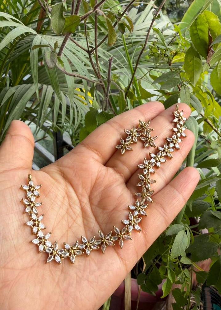 Anandita AD Necklace Set - White/Clear