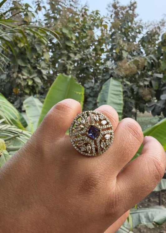 Mira Temple AD Adjustable Ring - Purple/Lilac