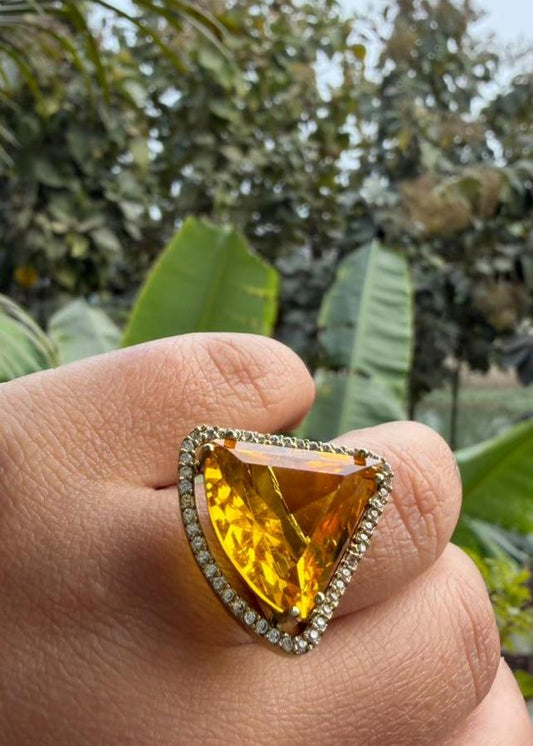 Diya AD Adjustable Ring - Yellow