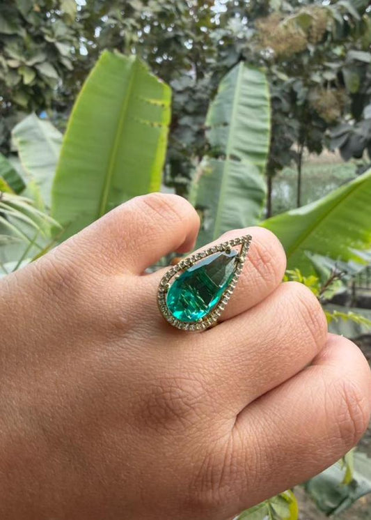 Ina AD Adjustable Ring - Green