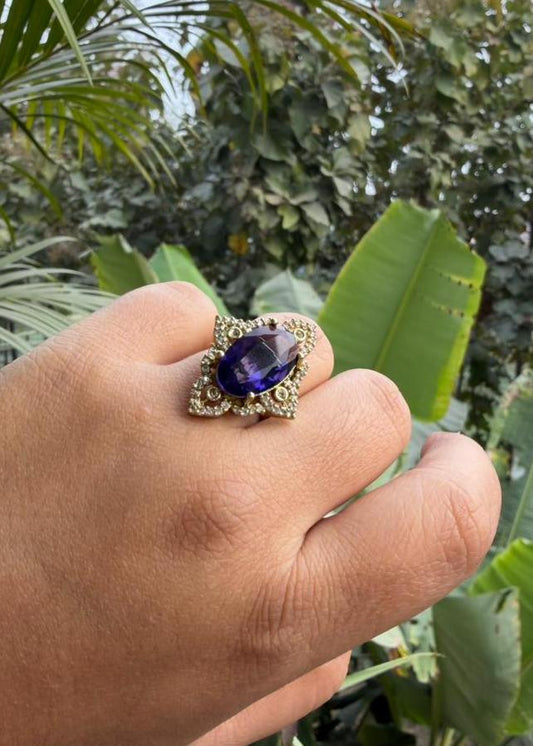 Rivanya AD Adjustable Ring - Dark Purple