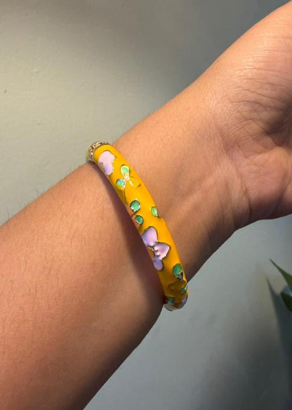 Myra Enamel Bangles- Single Piece - Yellow