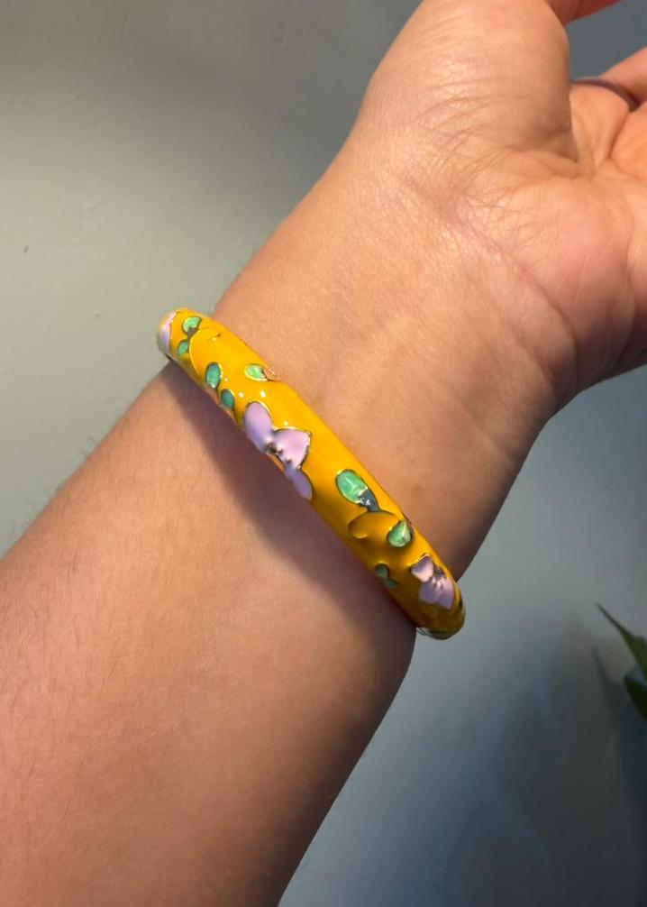 Myra Enamel Bangles- Single Piece - Yellow