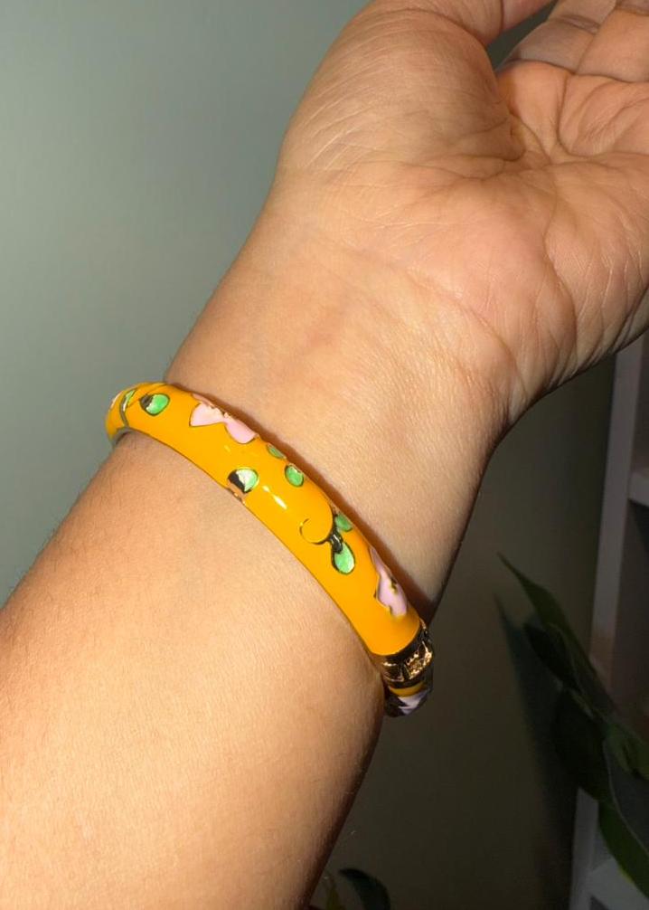 Myra Enamel Bangles- Single Piece - Yellow