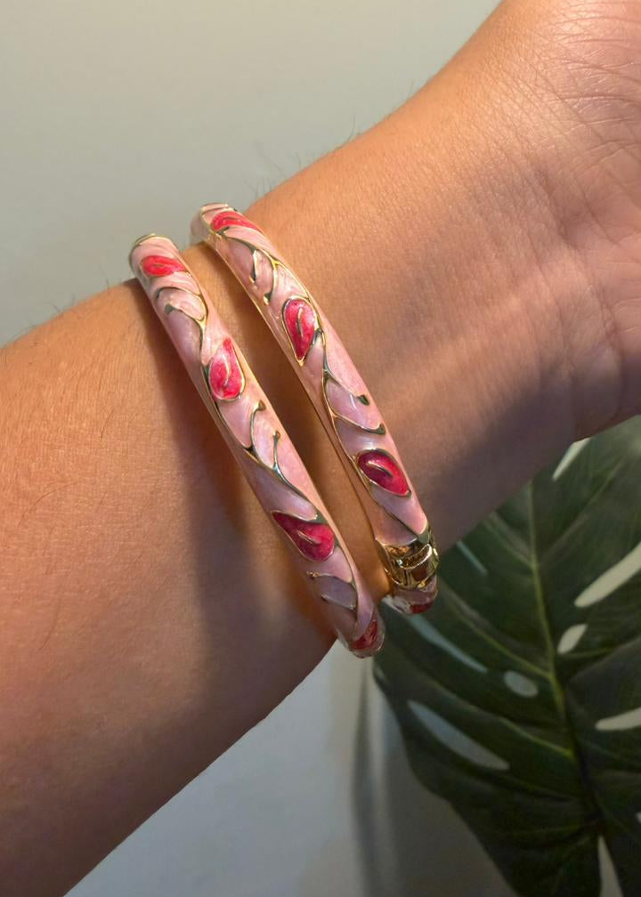 Blush Garden Enamel Enamel Bangle -Single Piece