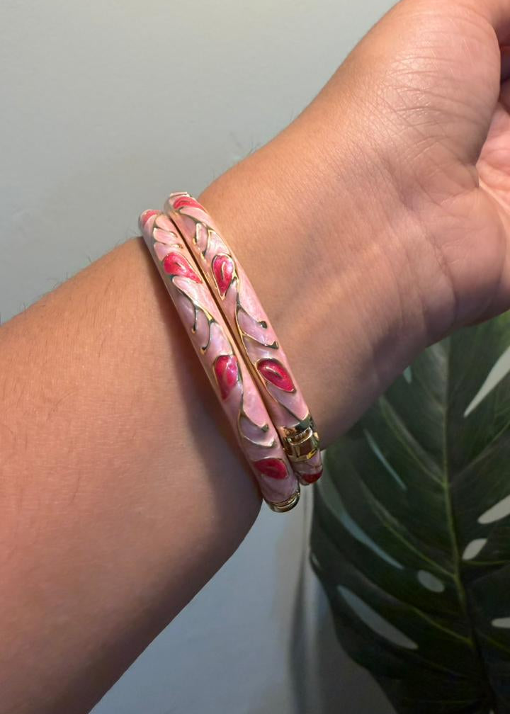 Blush Garden Enamel Enamel Bangle -Single Piece
