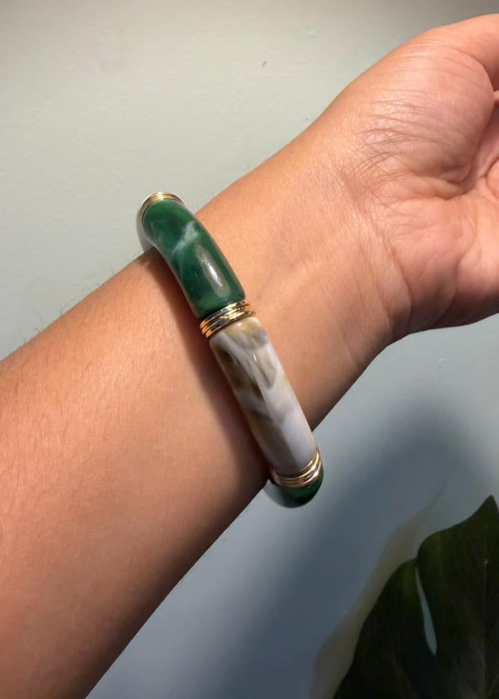 Resin Stackers - Single Piece - Marble Green