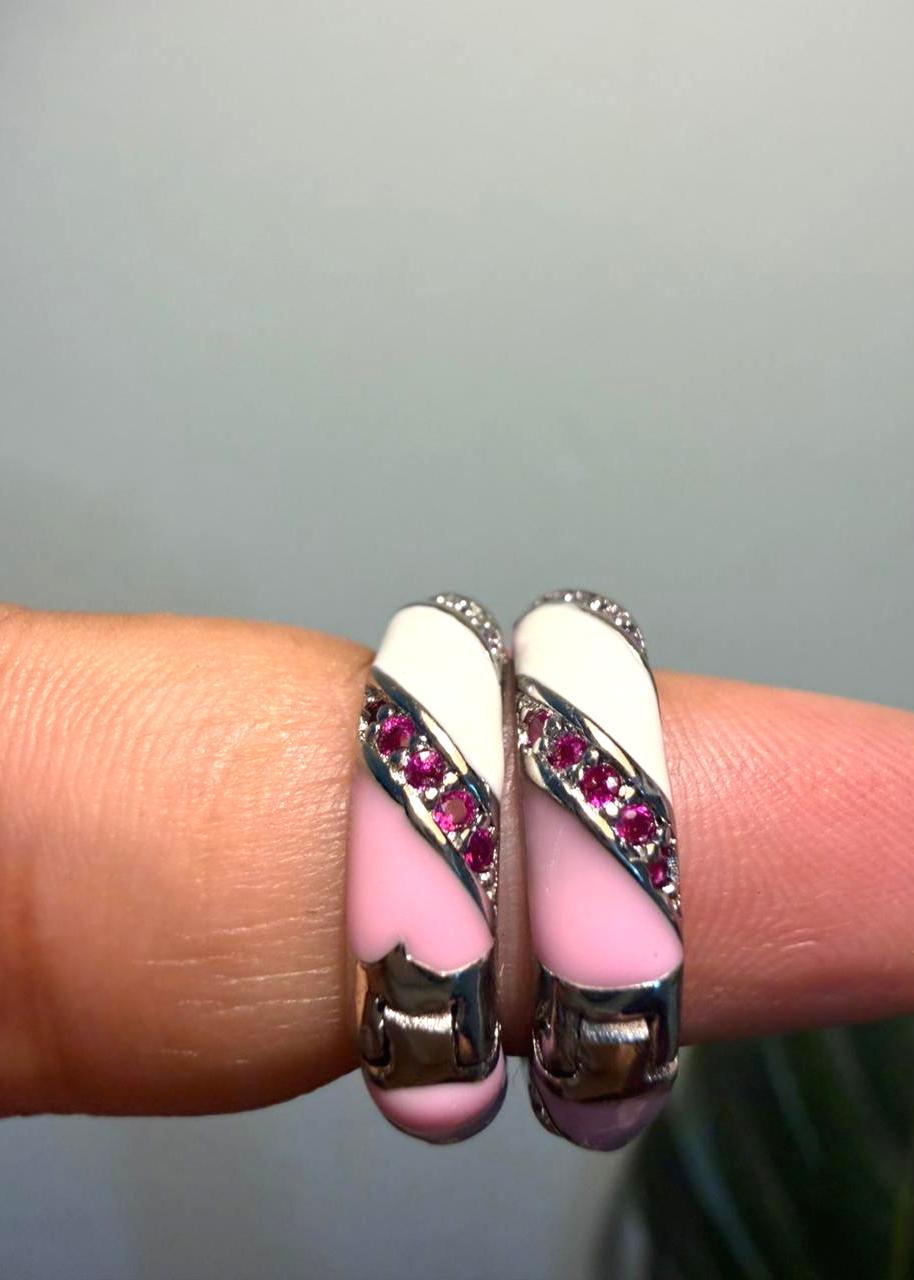 Pink Pops Enamel Hoops