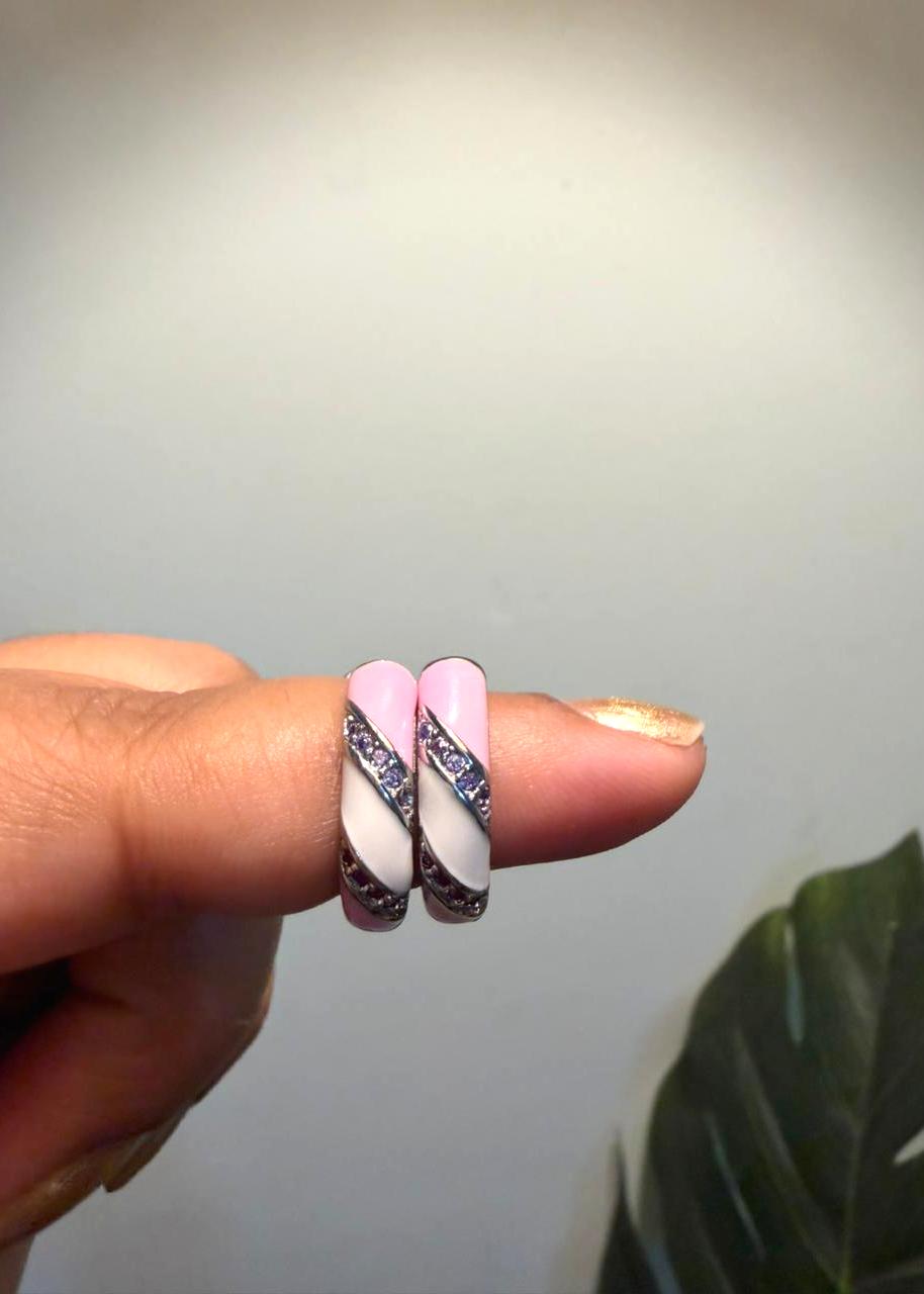 Pink Pops Enamel Hoops