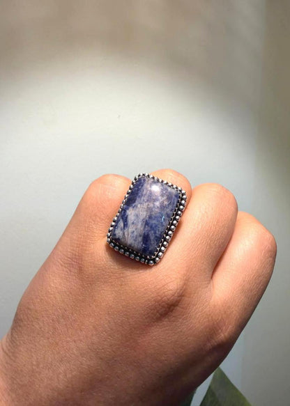 Neel Natural stone Oxidized Ring