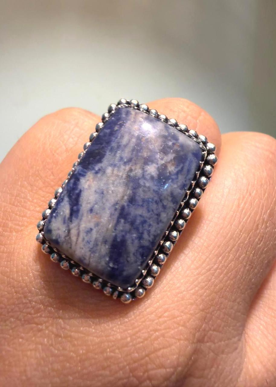 Neel Natural stone Oxidized Ring
