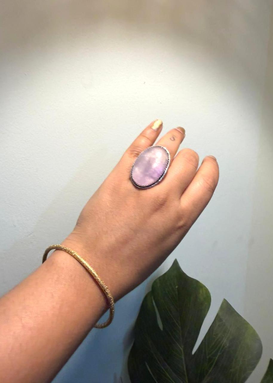 Shahi Opal Natural stone Oxidized Ring