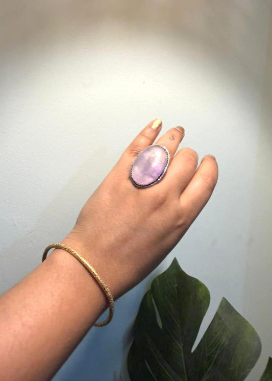 Shahi Opal Natural stone Oxidized Ring