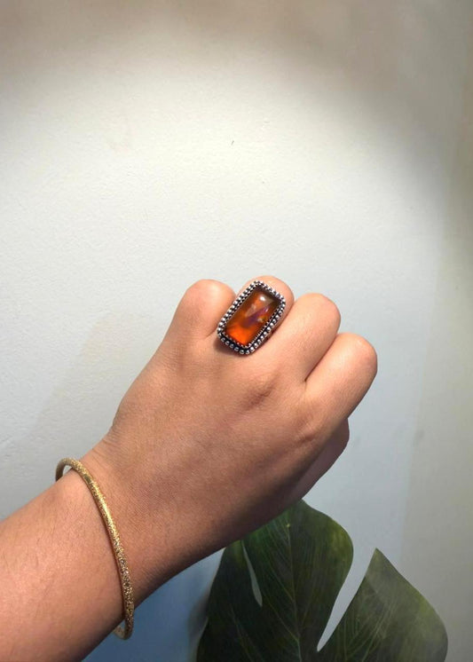 Tiger’s Eye Natural stone Oxidized Ring