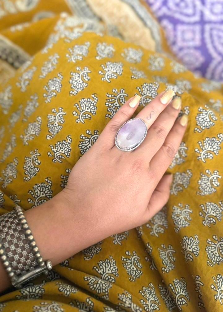 Shahi Opal Natural stone Oxidized Ring