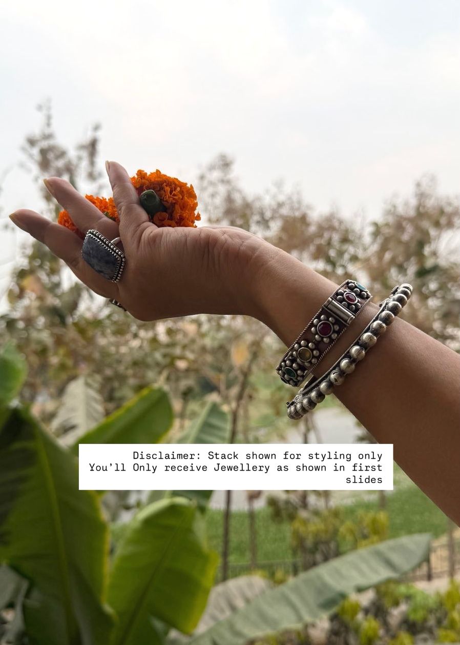 Silver Thorn Oxidized Bangle