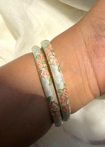 Ivory Glow Enamel Bangle-Single Piece