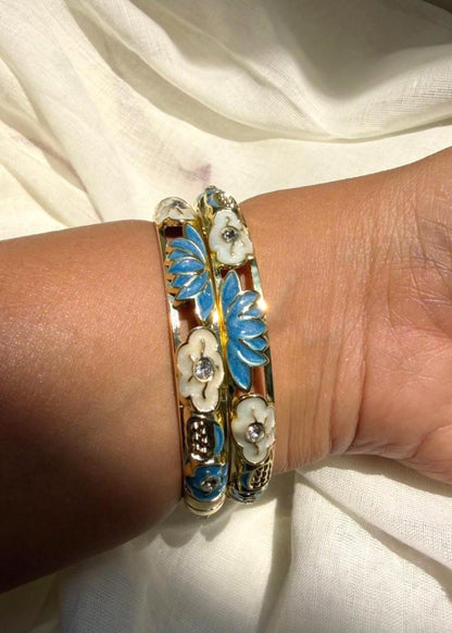 Blue Lotus Bangle-Single Piece
