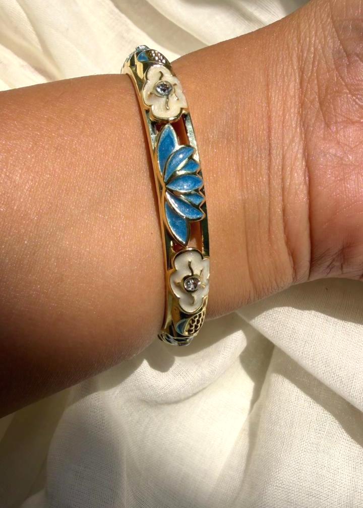 Blue Lotus Bangle-Single Piece