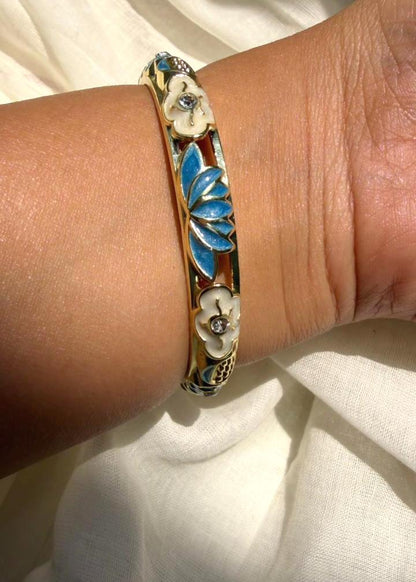 Blue Lotus Bangle-Single Piece