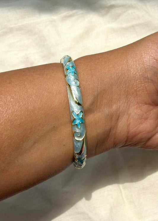 Amber Blue Bangle-Single Piece