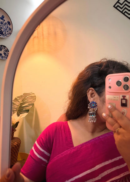 Raga Blue Oxidized Silver Earring