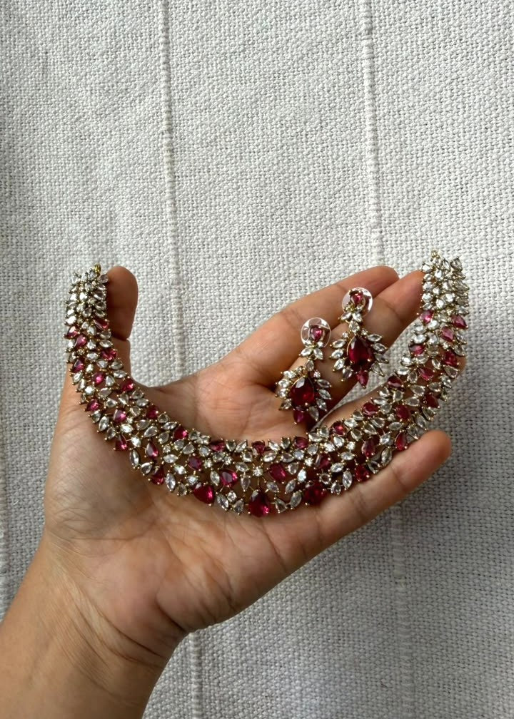 Samantha Necklace Set - Ruby