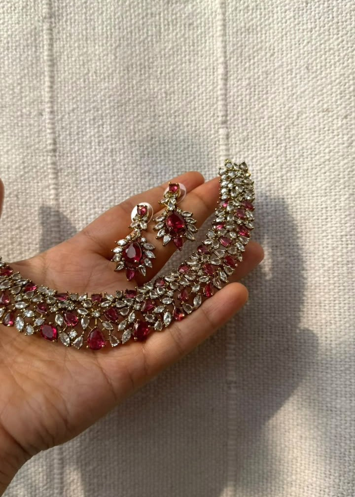 Samantha Necklace Set - Ruby