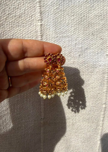 Madurai Layer Drop Earring/Jhumka