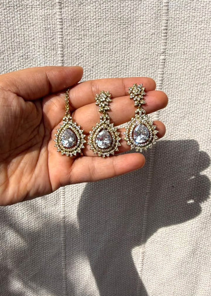 Rani Saheba Necklace Set - Clear/Gold