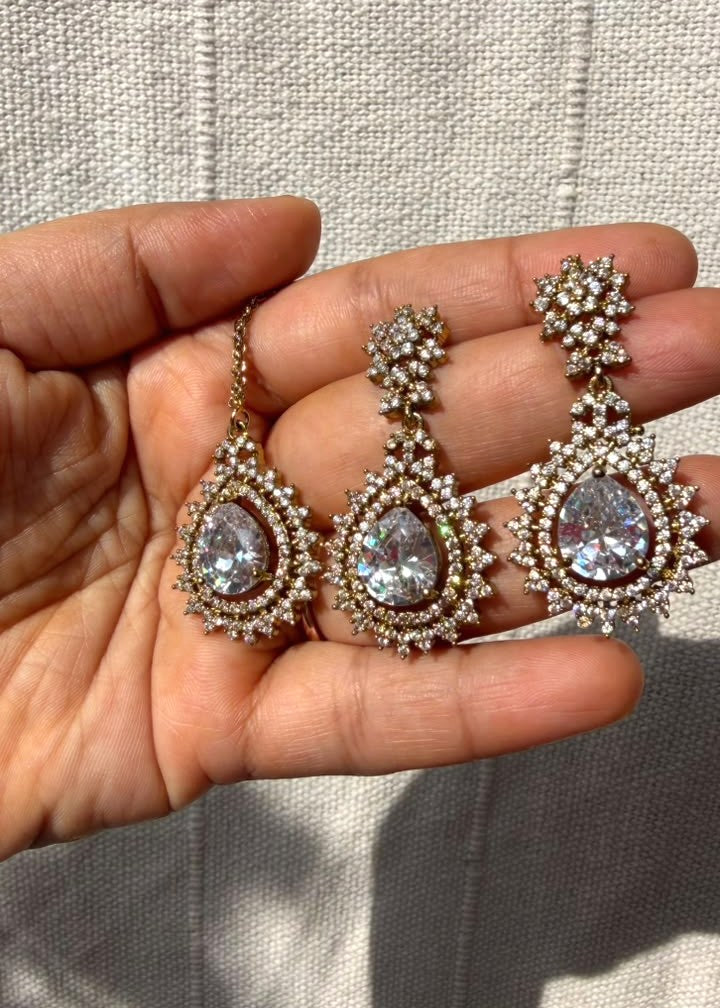 Rani Saheba Necklace Set - Clear/Gold