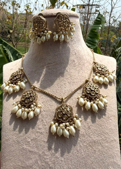 Rangmahal Necklace - Clear/Gold