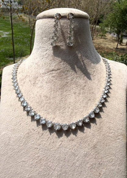 Rajat Tara Solitaire Necklace - Clear Silver