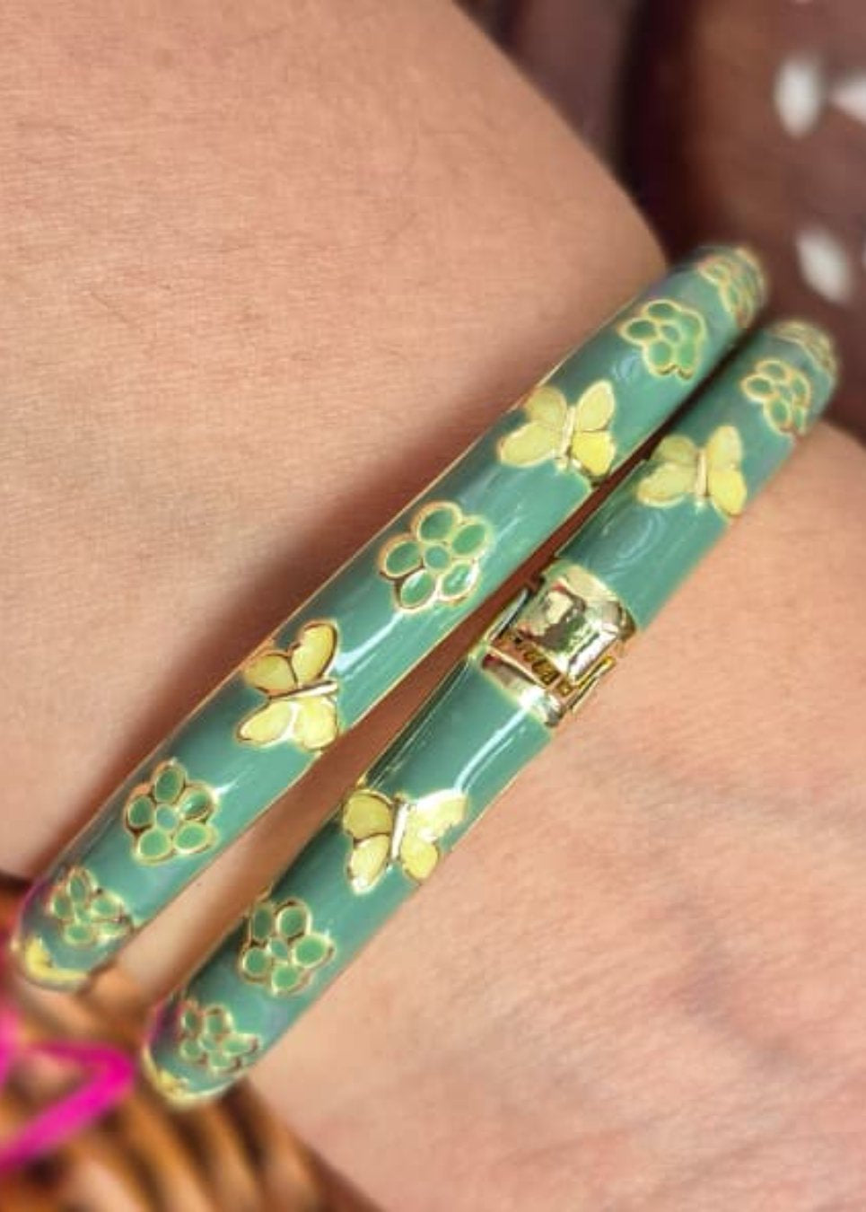 Flower Trail Enamel Bangle- Single Piece (Variants)