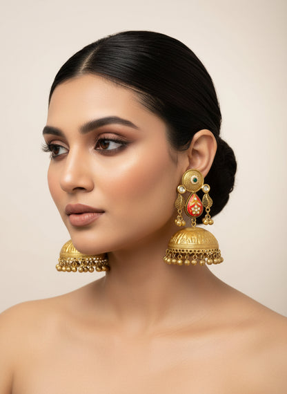 Mastani Ghunghroo Jhumka - Red