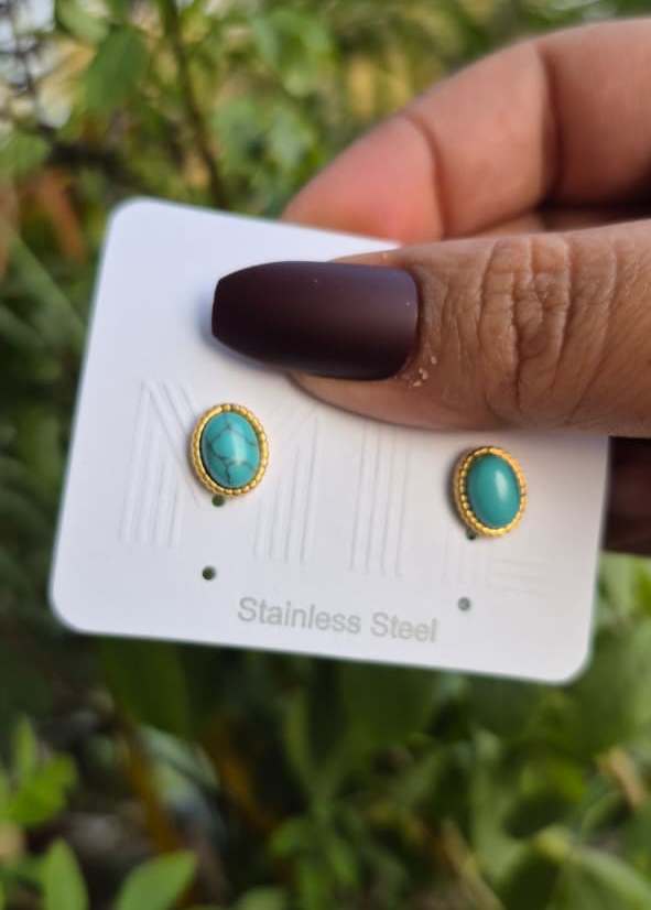 Green Marble Anti-Tarnish Studs