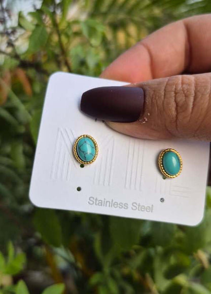 Green Marble Anti-Tarnish Studs