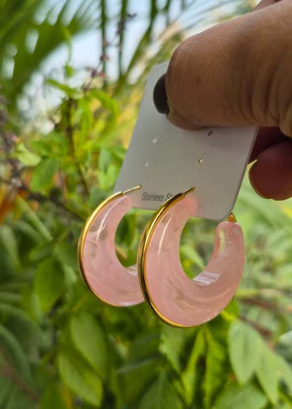 Pink Crescent Anti-Tarnish hoops