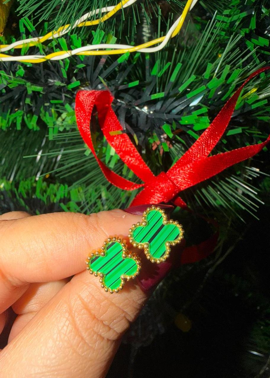 Green Clover Stud Earring