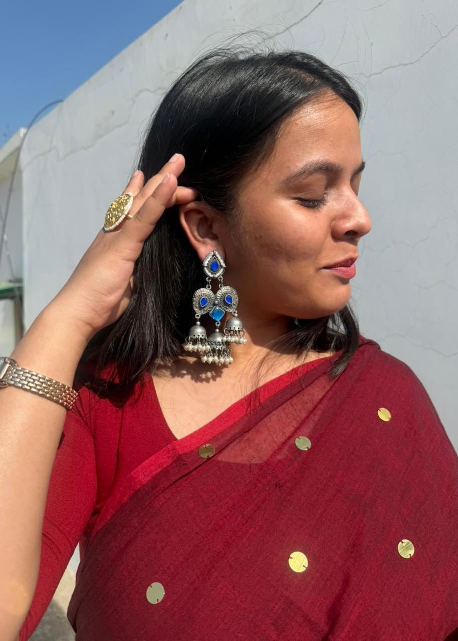 Kamatchi Oxidized Silver Jhumka