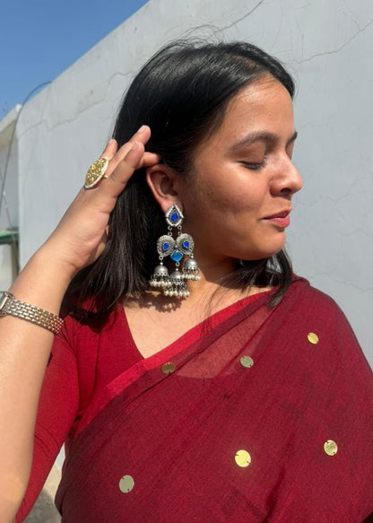 Kamatchi Oxidized Silver Jhumka