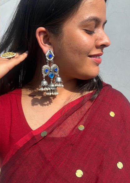 Kamatchi Oxidized Silver Jhumka
