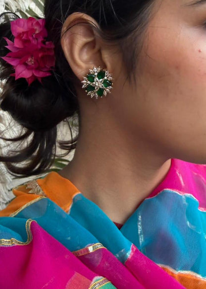 Ishvi Temple AD Stud - Green