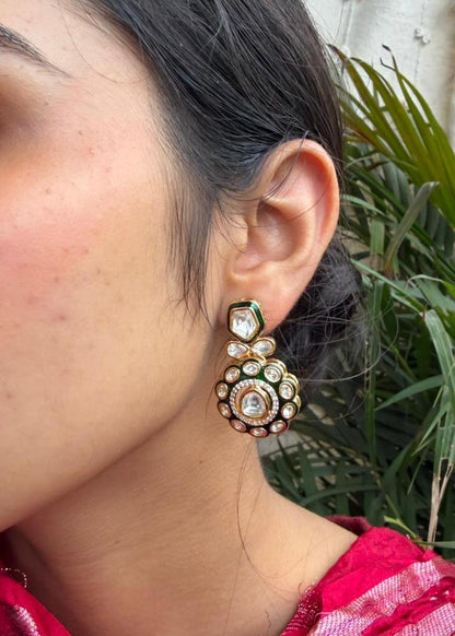 Emerald Aura Polki Drop Earring