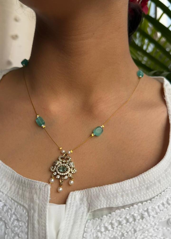 Aalaya Invisible Chain Temple AD (Chain Only) -Sea Green