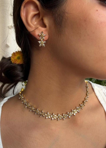 Anandita AD Necklace Set - White/Clear